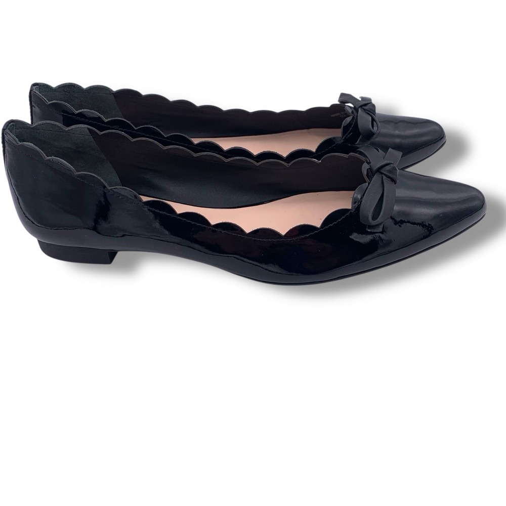 Auth KATE SPADE NEW YORK Black Patent Pointy Toe Eleni Flex Flats US 9.5M